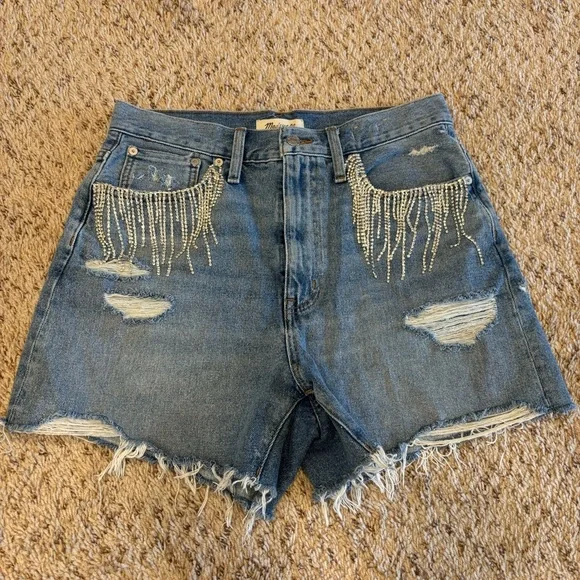 Madewell Rhinestone Jean Shorts - Picture 1 of 7